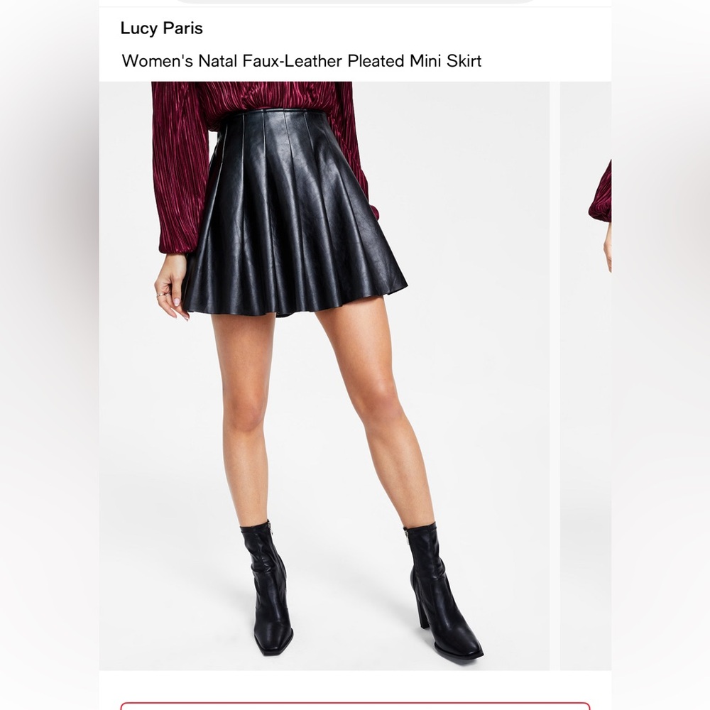 Lucy Paris Women's Natal Faux-Leather Pleated Mini Skirt